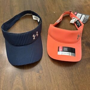 2 Under Armour Visors - Navy and Pinky/Orange